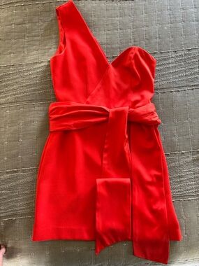 NBD Scarlet One-Shoulder Wrap Mini Dress